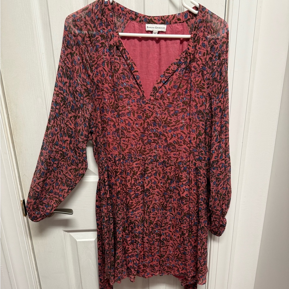 Karina Grimaldi Mia Pink Blue Floral Long Sleeve dress